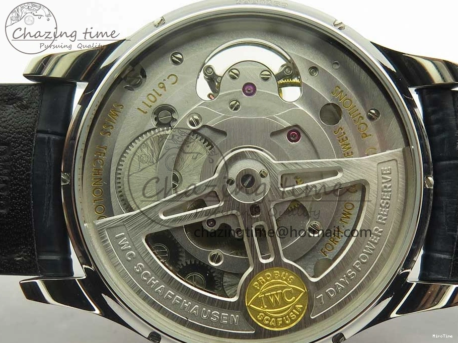 MIROTIME 0111 Cozy Portuguese Tourbillon IW5463 SS ZF Best Edition White Dial Blue Hands on Blue Leather Strap 7172